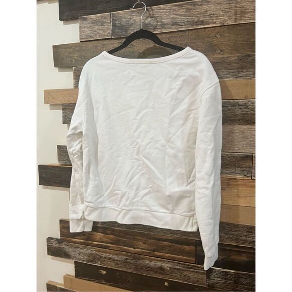 AllSaints cotton sweatshirt top long sleeve white sz M - Picture 3 of 7